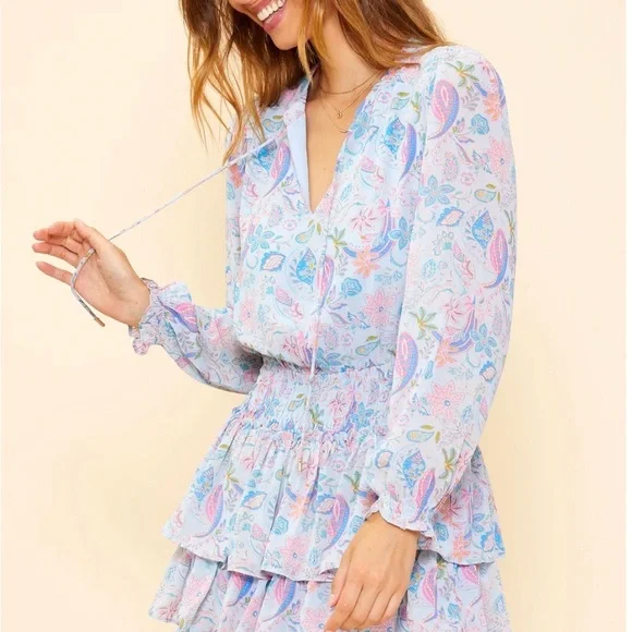 Skies are Blue Blue/Pink Paisley Print Dress - Small - NWT - Picture 2 of 13